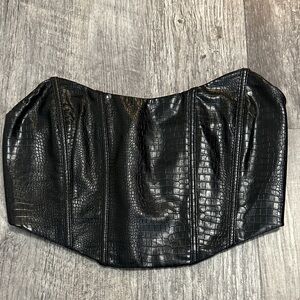Black Croc Embossed Corset Top